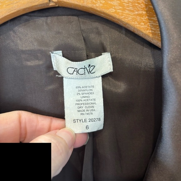 Cache Satin Blazer Jacket brown size 6 - Picture 4 of 11